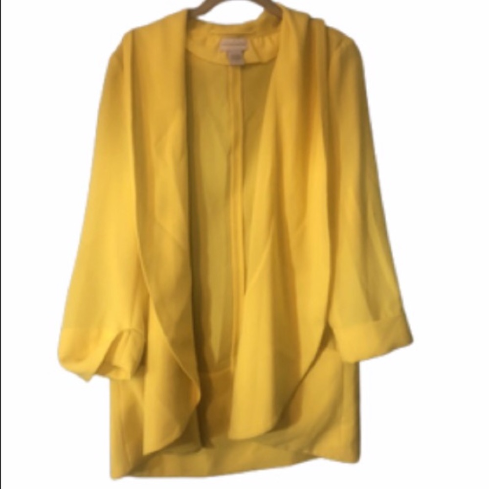 Soft Surroundings Yellow Open Draped Blazer Jacket